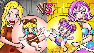 paper doll Poor vs Rich vs Giga Rich Pregnant in the Hospital  Rapunzel Compilation 놀이 종이