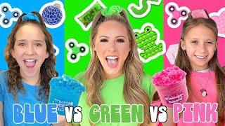 BLUE 🫐 VS PINK  VS GREEN  LEARNING EXPRESS SHOPPING CHALLENGE BIRTHDAY SURPRISE