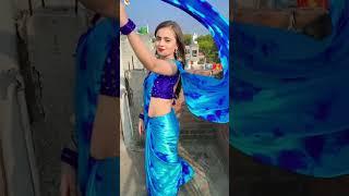 Blue satin saree