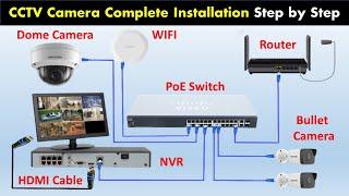 CCTV Camera Installation with NVR  IP Camera Hikvision NVR & PoE Switch Complete full Installation
