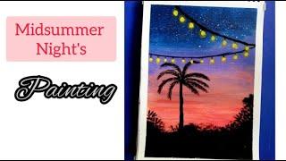 SUMMER NIGHTS MEMORIES  ACRYLIC PAINTING FOR BEGINNERS  PAINTING TUTORIAL