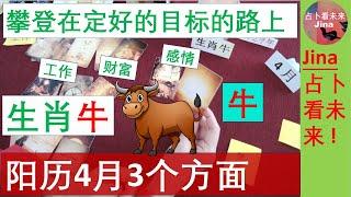 生肖牛 阳历4月 正攀登在已确定好的目标的路上4月运势在工作 财富 感情2024年 占卜看趋势 希望对你掌握每个时间段的发展趋势有参考价值！