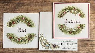 Seasonal Words and a New Wreath Design by Jo Rice #laviniastamps #christmascards