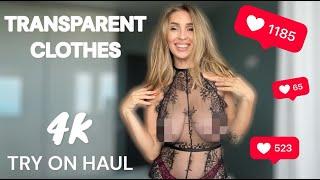 4K TRANSPARENT Lingerie Try-On Haul 2024  See-Through Fashion