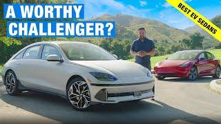 2023 Hyundai Ioniq 6 vs. 2023 Tesla Model 3  Electric Sedan Comparison Test  Price Range & More