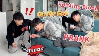 Vomiting Blood In Front Of My Boyfriend  How Would He React? Cute Gay Couple Prank