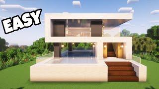 Minecraft How to build an Easy Modern House with Pool