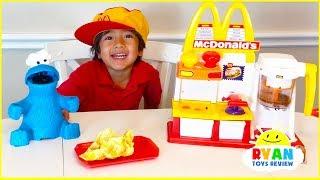 Ryan Pretend Play with McDonalds Toys and cook toys food