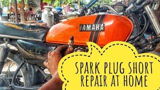 Yamaha rx100 spark plug short repair at home.