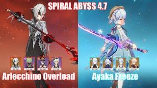 C0 Arlecchino Overload & C0 Ayaka Freeze  Spiral Abyss 4.7  Genshin Impact