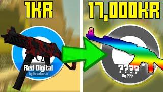 Trading Up a BLUE to a CONTRABAND in 1 HOUR *CHALLENGE* - Krunkerio Trading System Challenge