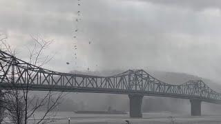 Southern Indiana tornado crosses Ohio River tosses debris high in the air