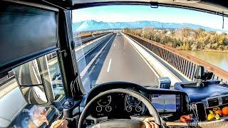 POV truck Driving MAN TGX 470   Tortosa Cataluña Spain  to AP7 on a twisty roads 4K cockpit view