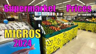 Current prices in Turkish supermarkets 2M Migros tour in Alanya Turkey 2024