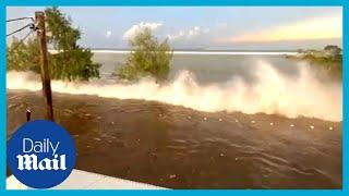 Tonga tsunami Powerful moment tidal wave hits the Pacific island