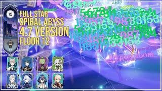 C6 Lynette Hyperbloom and C0 Neuvillette Hyperfreeze  NEW Spiral Abyss 4.7 Floor 12 Fullstars