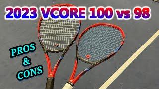 2023 Yonex Vcore 98 vs 100 tennis racquet review & play test  Yonex Vcore Pro 100 tennis review
