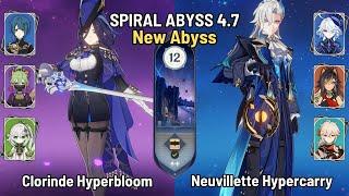 C0 Clorinde Hyperbloom  C0 Neuvillette Furina Hypercarry  New Spiral Abyss 4.7  Genshin Impact