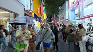 Walking tour of Myeongdong street crowded with foreign tourists on a Friday night in June 4K HDR