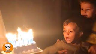 Funny babies and siblings scramble to blow out birthday candles  Birthday Fails