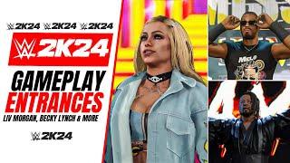 WWE 2K24 Entrances & Gameplay  Liv Morgan AJ Styles Becky Lynch & More