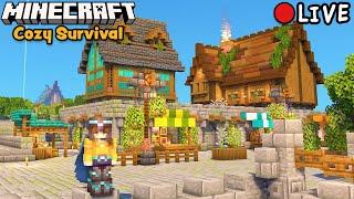 Building a Storage Shop in the Cottagecore Town - Minecraft Cozy Survival