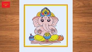 Ganesh Chaturthi Drawing  Lord Ganesha Drawing  Ganpati Bappa Drawing  Ganesh Drawing Easy Steps