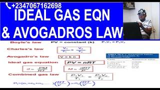 Ideal gas equation and avogadros law