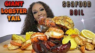 GIANT LOBSTER TAIL SEAFOOD BOIL IN FINGER LICKIN BUTTA SAUCE #NENESEATS