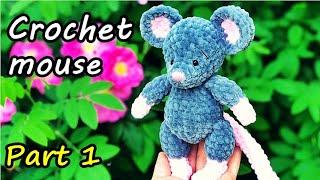 Crochet MOUSE  Part 1  Crochet mouse tutorial  How to crochet a mouse  Amigurumi plush mouse