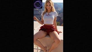 4K LookBook. See Through Skirts Modeling At The Grand Canyon. Scenic View .AI Art #109