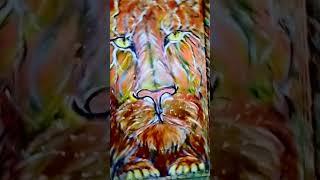 my exotic lion portrait African lion oil and Acrylic.