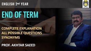 END OF TERM  David Daiches  Explanation in Urdu English With All Possible Questions & Synonyms