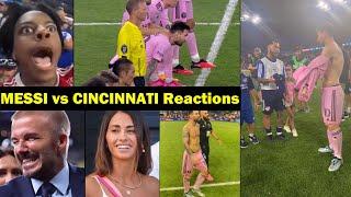 Crazy reaction to Messi assists and penalty shootout vs Cincinnati - Beckham Antonela reactions