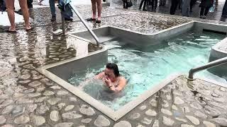 Bathing in cold water for baptism -7°C degrees Celsius in Ukraine January 2022