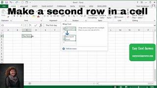 Make a second row in a cell in  Excel