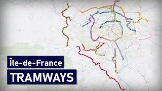 Evolution of the Tramways in Île-de-France Paris 1992-2035 animation