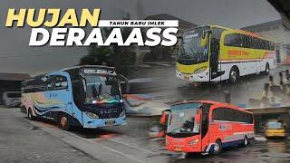 HUJAN DERAS SAAT BUS ANGKATAN PAGI BERANGKAT  Terminal Giwangan Jogja Saat Long Weekend