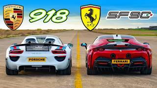 Ferrari SF90 v Porsche 918 Spyder DRAG RACE