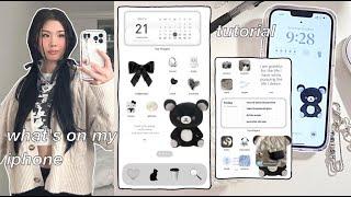 WHATS ON MY IPHONE + TUTORIAL  transparent dock icons useful widgets aesthetic customization