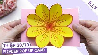 FLOWER POP UP CARD MAKING  HOW TO MAKE A 3D FLOWER POP UP GREETING CARD  HANDMADE WOMENS DAY CARD