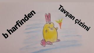 b harfinden tavşan çizimi rabbit drawing