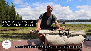 How To Fold Your Kodiak Canvas Flex-Bow 10X14 Tent so It Fits Into The Tiny Bag  Takedown Tutorial