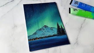 easy way to paint the northern lights  acrylic painting ideas for beginners ️