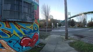 PanoX V2 VR 360 Camera Sample Footage 5.7K  St Johns Bridge Graffiti Mural