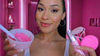 ASMR  Pink Spa  Facial And Hair Treatment Pampering Roleplay #spa