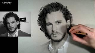 Урок №1 Как нарисовать портрет по фотографии Kit Harington Drawing