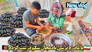 چطور یه بادمجان شکم پر عالی درست کنیم ؟ و یه ترشی لیته بادمجان درست کردیم  ولاگ روزانه 