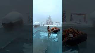 Floating breakfast in a winter  #shorts #swimming #youtube