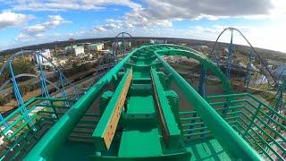 KRAKEN Floorless Roller Coaster POV - SeaWorld Orlando